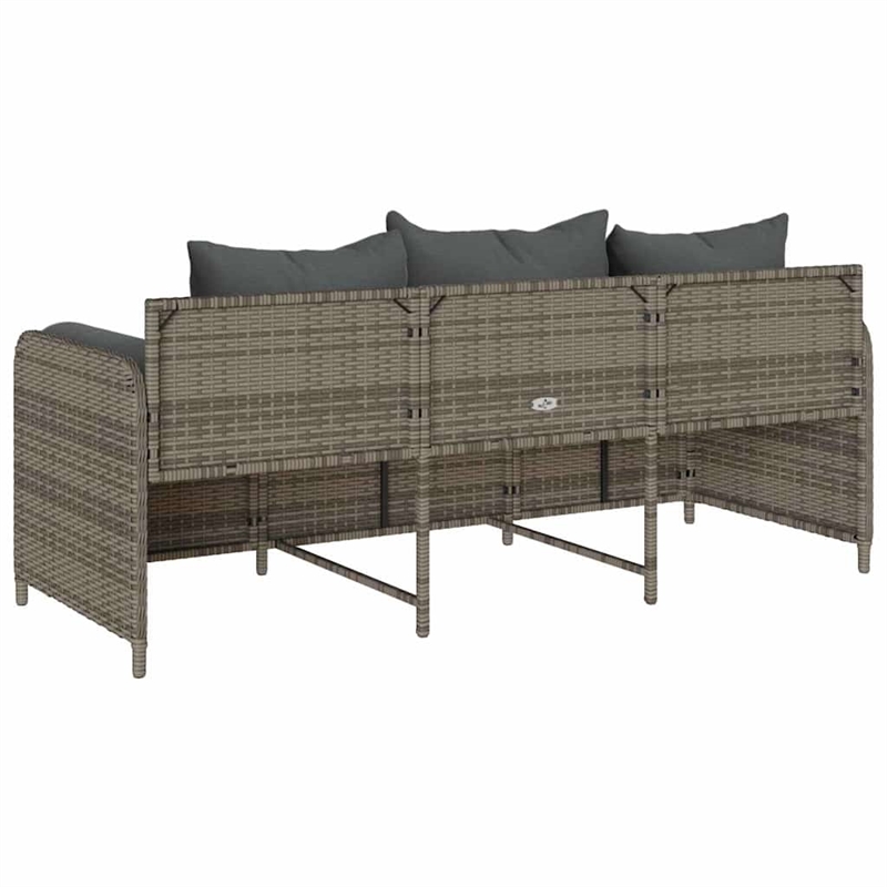 Bowery Hill 3-Seater PE Rattan Garden Sofa With Removable Covers in Gray