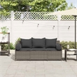 Bowery Hill 3-Seater PE Rattan Garden Sofa With Removable Covers in Gray