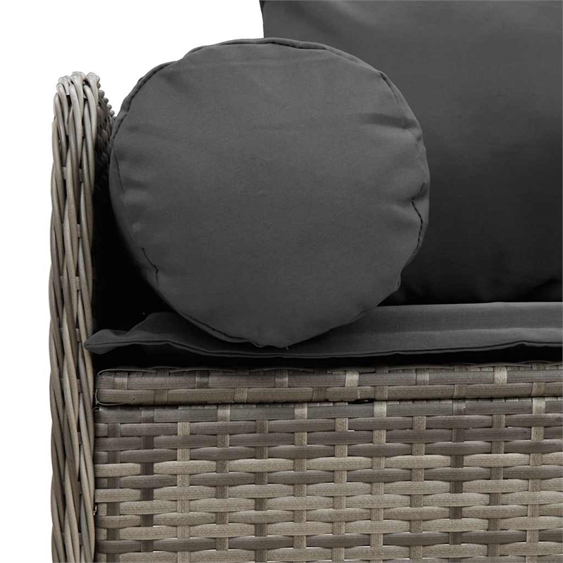 Bowery Hill 3-Seater PE Rattan Garden Sofa With Removable Covers in Gray