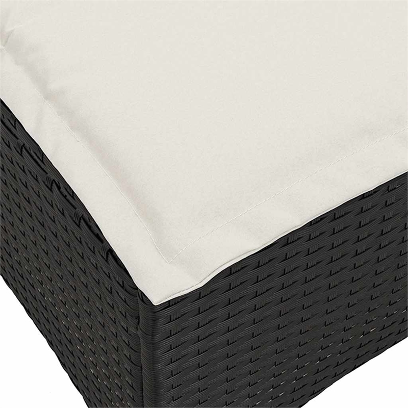 Bowery Hill Contemporary Reclining PE Rattan Garden Sofa in Black