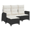 Bowery Hill Contemporary Reclining PE Rattan Garden Sofa in Black