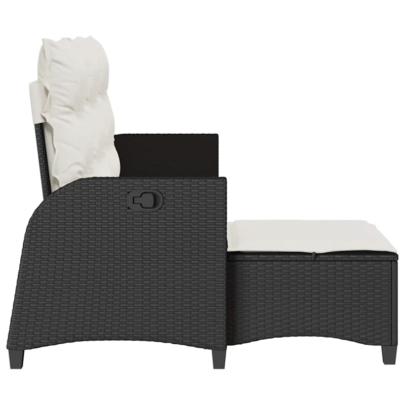 Bowery Hill Contemporary Reclining PE Rattan Garden Sofa in Black
