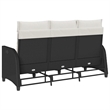 Bowery Hill Contemporary Reclining PE Rattan Garden Sofa in Black