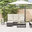 Bowery Hill Contemporary Reclining PE Rattan Garden Sofa in Black