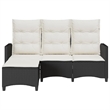 Bowery Hill Contemporary Reclining PE Rattan Garden Sofa in Black