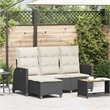 Bowery Hill Contemporary Reclining PE Rattan Garden Sofa in Black