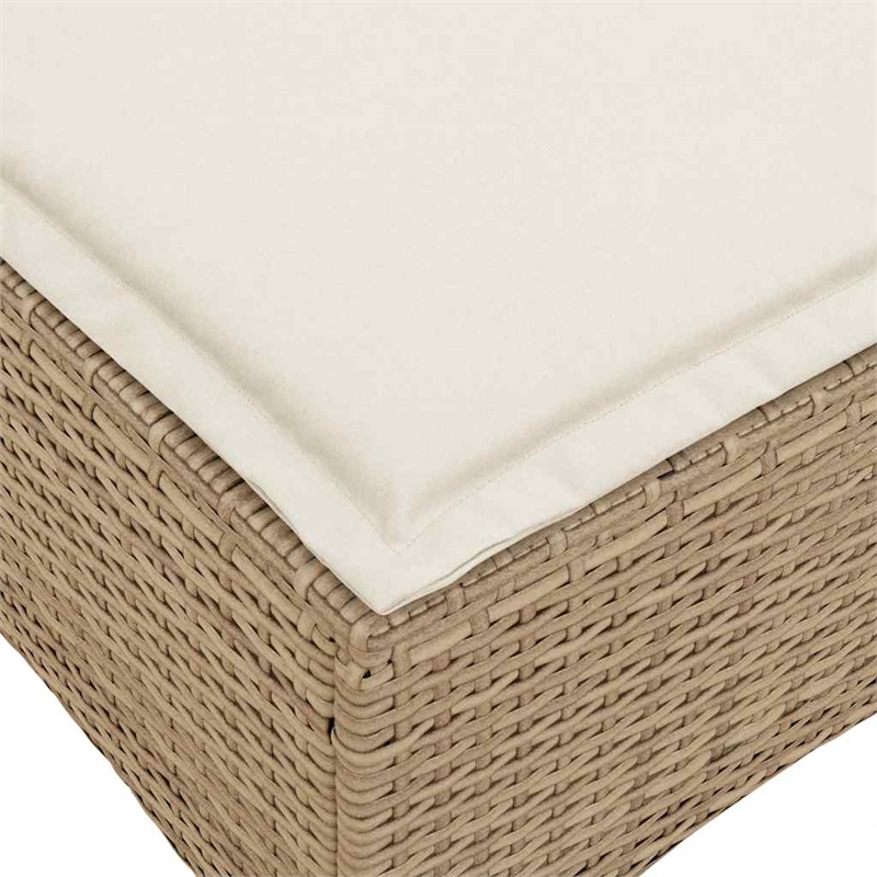 Bowery Hill Medium Rattan Reclining Garden Sofa With Adjustable Armrests - Beige