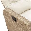 Bowery Hill Medium Rattan Reclining Garden Sofa With Adjustable Armrests - Beige