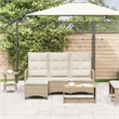 Bowery Hill Medium Rattan Reclining Garden Sofa With Adjustable Armrests - Beige