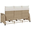 Bowery Hill Medium Rattan Reclining Garden Sofa With Adjustable Armrests - Beige