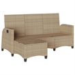 Bowery Hill Medium Rattan Reclining Garden Sofa With Adjustable Armrests - Beige