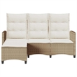 Bowery Hill Medium Rattan Reclining Garden Sofa With Adjustable Armrests - Beige