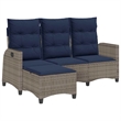 Bowery Hill 3-Seater Poly Rattan Reclining Garden Sofa in Gray