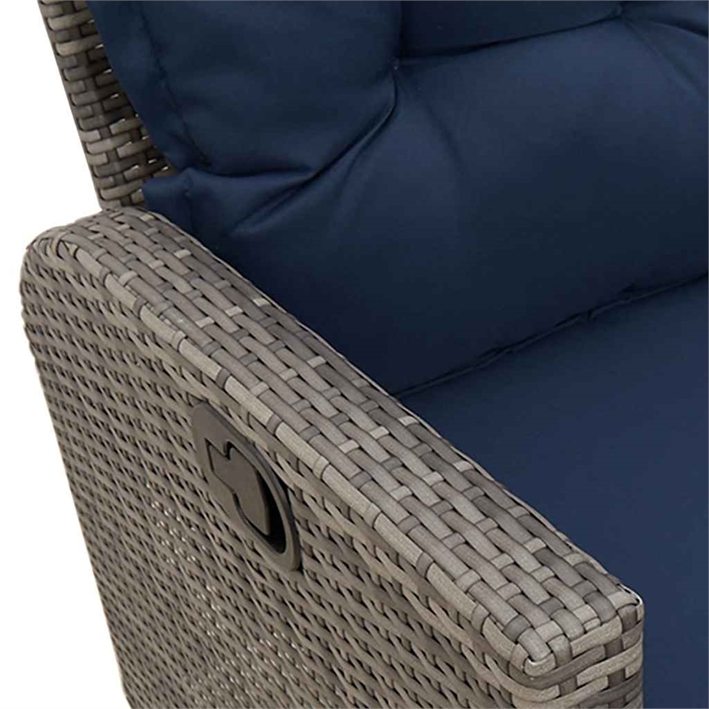 Bowery Hill 3-Seater Poly Rattan Reclining Garden Sofa in Gray
