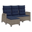 Bowery Hill 3-Seater Poly Rattan Reclining Garden Sofa in Gray