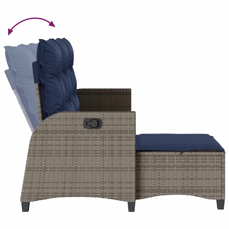 Bowery Hill 3-Seater Poly Rattan Reclining Garden Sofa in Gray