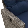 Bowery Hill 3-Seater Poly Rattan Reclining Garden Sofa in Gray