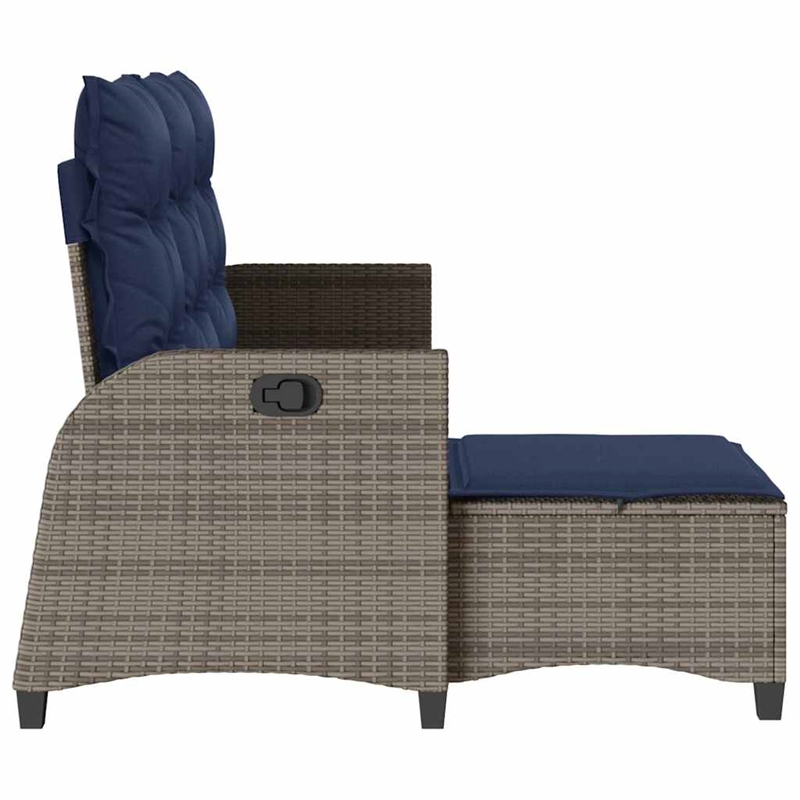 Bowery Hill 3-Seater Poly Rattan Reclining Garden Sofa in Gray