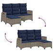 Bowery Hill 3-Seater Poly Rattan Reclining Garden Sofa in Gray