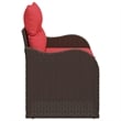 Bowery Hill Contemporary Poly Rattan Garden Sofa With Cushion in Brown