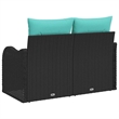 Bowery Hill Contemporary Poly Rattan Garden Sofa With Cushion in Black