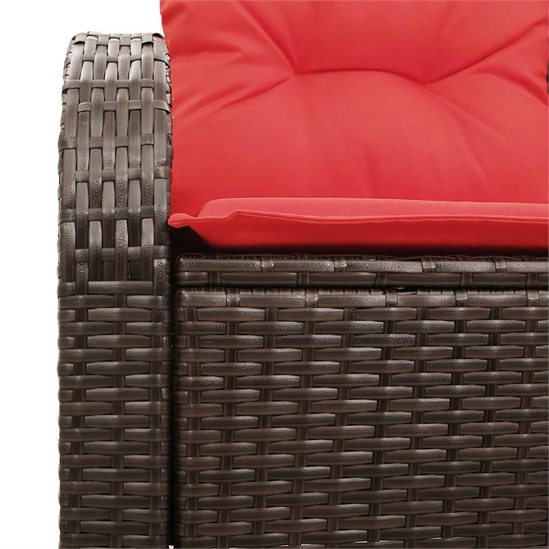 Bowery Hill Contemporary Poly Rattan Garden Sofa With Cushion in Brown
