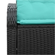 Bowery Hill Contemporary Poly Rattan Garden Sofa With Cushion in Black