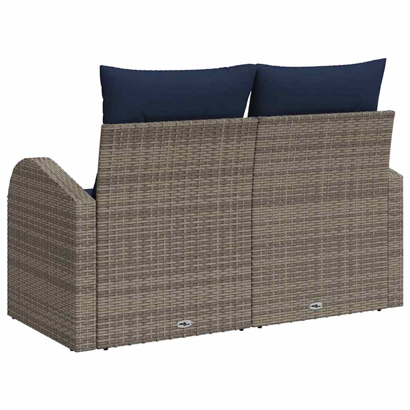 Bowery Hill Contemporary Poly Rattan Garden Sofa With Cushion in Gray