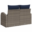 Bowery Hill Contemporary Poly Rattan Garden Sofa With Cushion in Gray