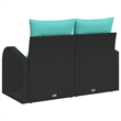 Bowery Hill Contemporary Poly Rattan Garden Sofa With Cushion in Black