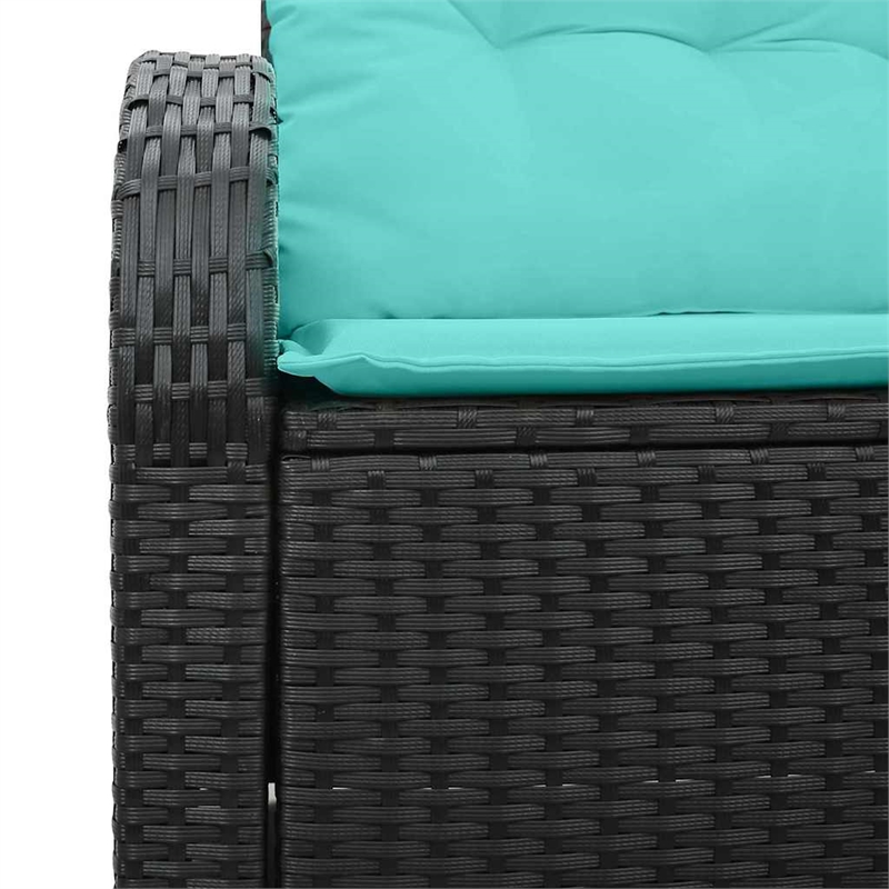 Bowery Hill Contemporary Poly Rattan Garden Sofa With Cushion in Black