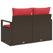 Bowery Hill Contemporary Poly Rattan Garden Sofa With Cushion in Brown