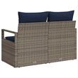 Bowery Hill Contemporary Poly Rattan Garden Sofa With Cushion in Gray