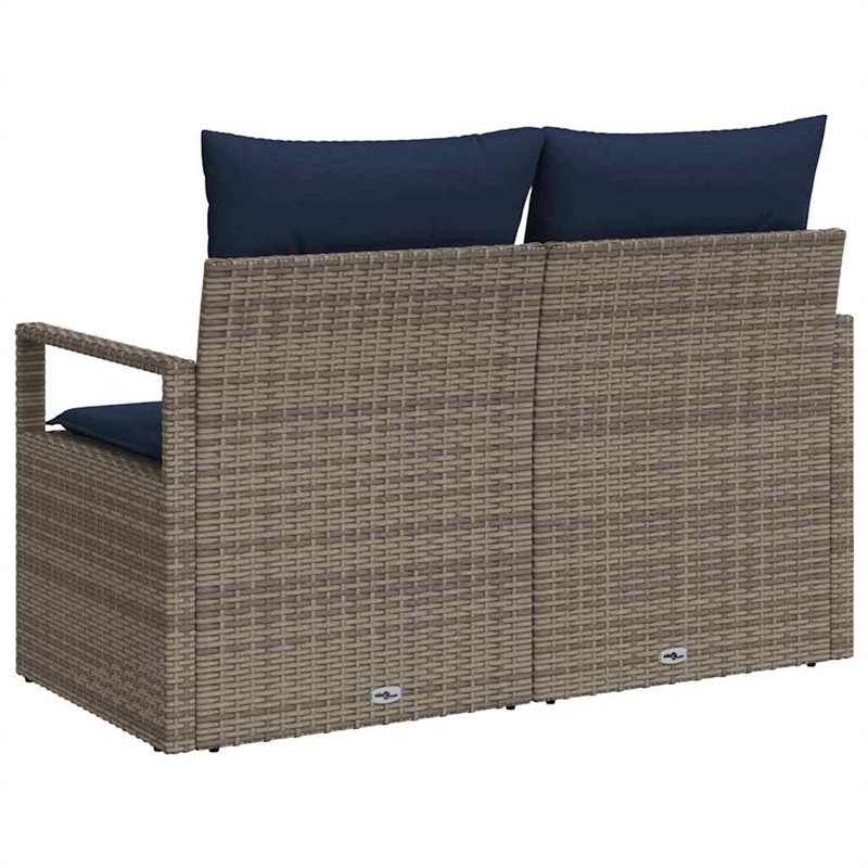 Bowery Hill Contemporary Poly Rattan Garden Sofa With Cushion in Gray