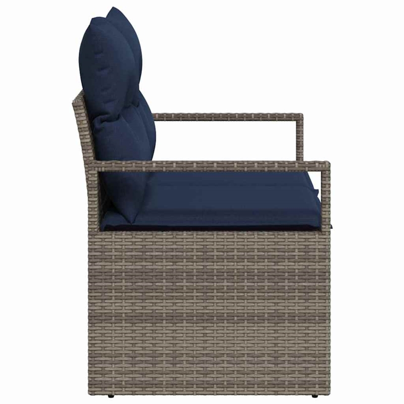 Bowery Hill Contemporary Poly Rattan Garden Sofa With Cushion in Gray