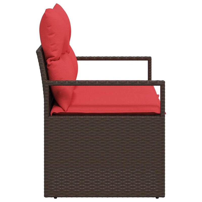 Bowery Hill Contemporary Poly Rattan Garden Sofa With Cushion in Brown