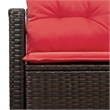 Bowery Hill Contemporary Poly Rattan Garden Sofa With Cushion in Brown