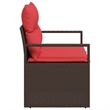 Bowery Hill Contemporary Poly Rattan Garden Sofa With Cushion in Brown