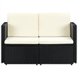 Bowery Hill Contemporary PE Rattan Sofa With Removable Covers in Black