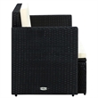Bowery Hill Contemporary PE Rattan Sofa With Removable Covers in Black
