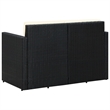 Bowery Hill Contemporary PE Rattan Sofa With Removable Covers in Black