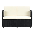 Bowery Hill Contemporary PE Rattan Sofa With Removable Covers in Black