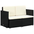 Bowery Hill Contemporary PE Rattan Sofa With Removable Covers in Black