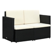 Bowery Hill Contemporary PE Rattan Sofa With Removable Covers in Black