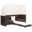 Bowery Hill 3-Seater Poly Rattan & Powder-Coated Steel Sofa Bed in Brown & Cream