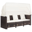 Bowery Hill 3-Seater Poly Rattan & Powder-Coated Steel Sofa Bed in Brown & Cream