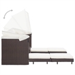 Bowery Hill 3-Seater Poly Rattan & Powder-Coated Steel Sofa Bed in Brown & Cream