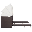 Bowery Hill 3-Seater Poly Rattan & Powder-Coated Steel Sofa Bed in Brown & Cream