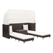 Bowery Hill 3-Seater Poly Rattan & Powder-Coated Steel Sofa Bed in Brown & Cream