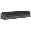 Bowery Hill Poly Rattan Patio Sofa With Dark Gray Cushions in Gray